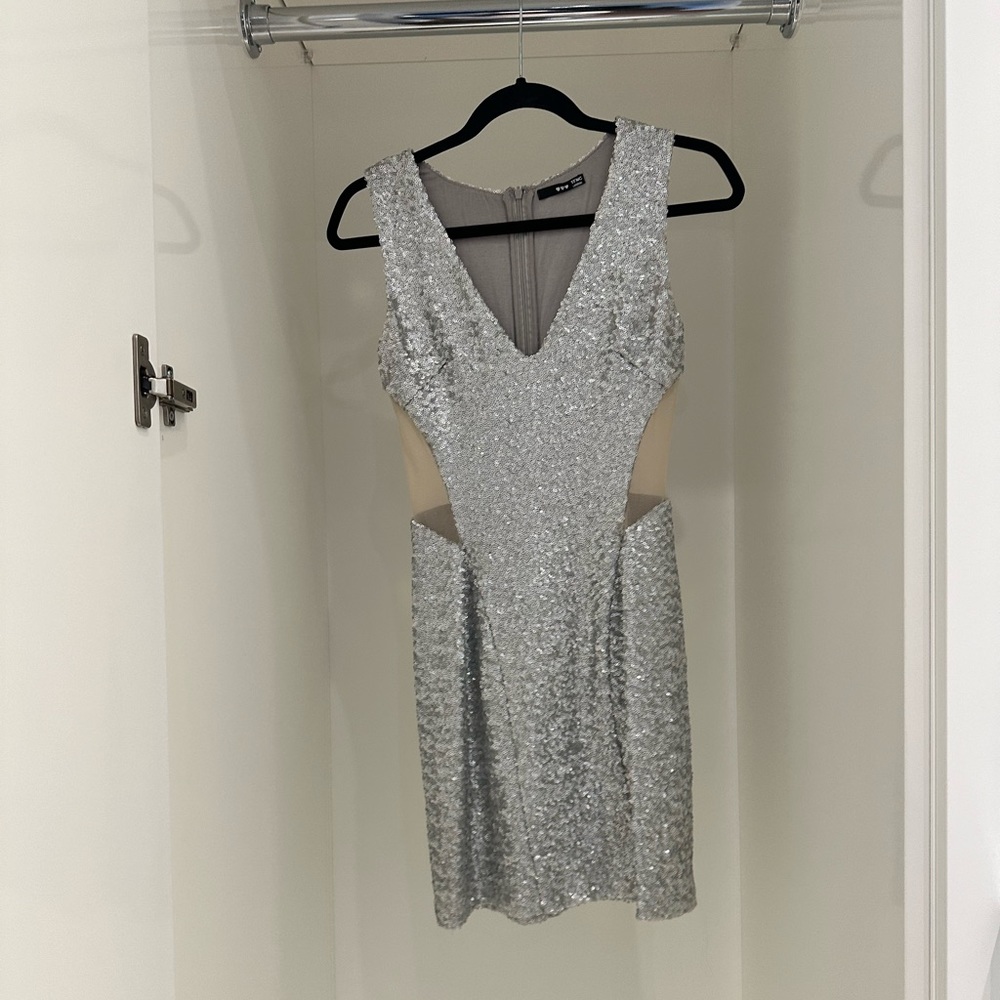 Silver sequin dress. Perfect for NYE!!